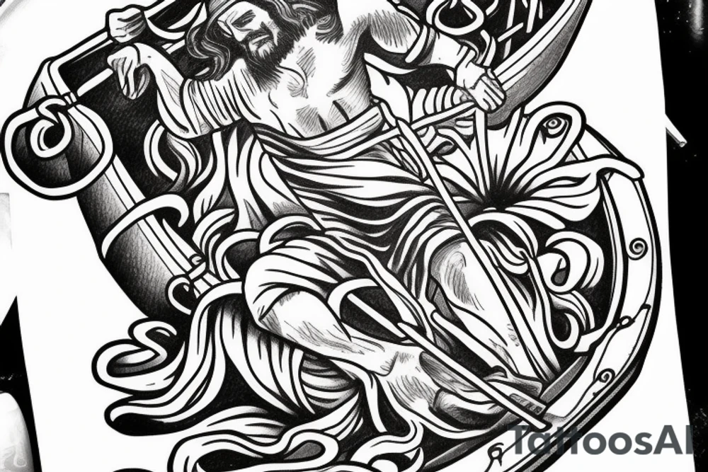 Jesus in the boat storm tattoo idea