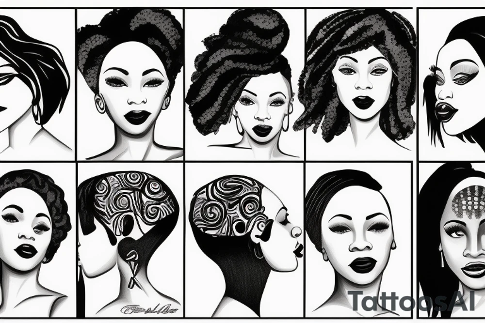 A african american woman with short hair tattoo idea