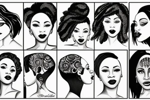 A african american woman with short hair tattoo idea