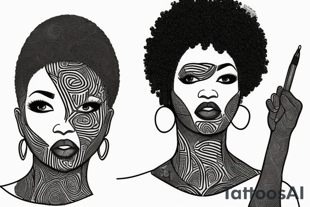 A african american woman with short hair tattoo idea