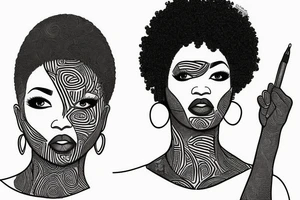 A african american woman with short hair tattoo idea