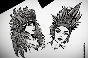 a woman wearing a headdress tattoo idea
