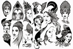 a woman wearing a head dress tattoo idea