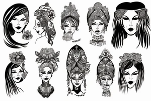a woman wearing a head dress tattoo idea