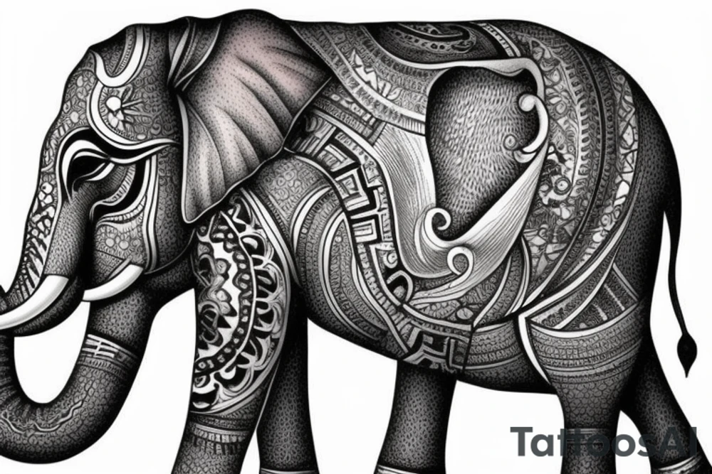 elephant with a calf tattoo idea