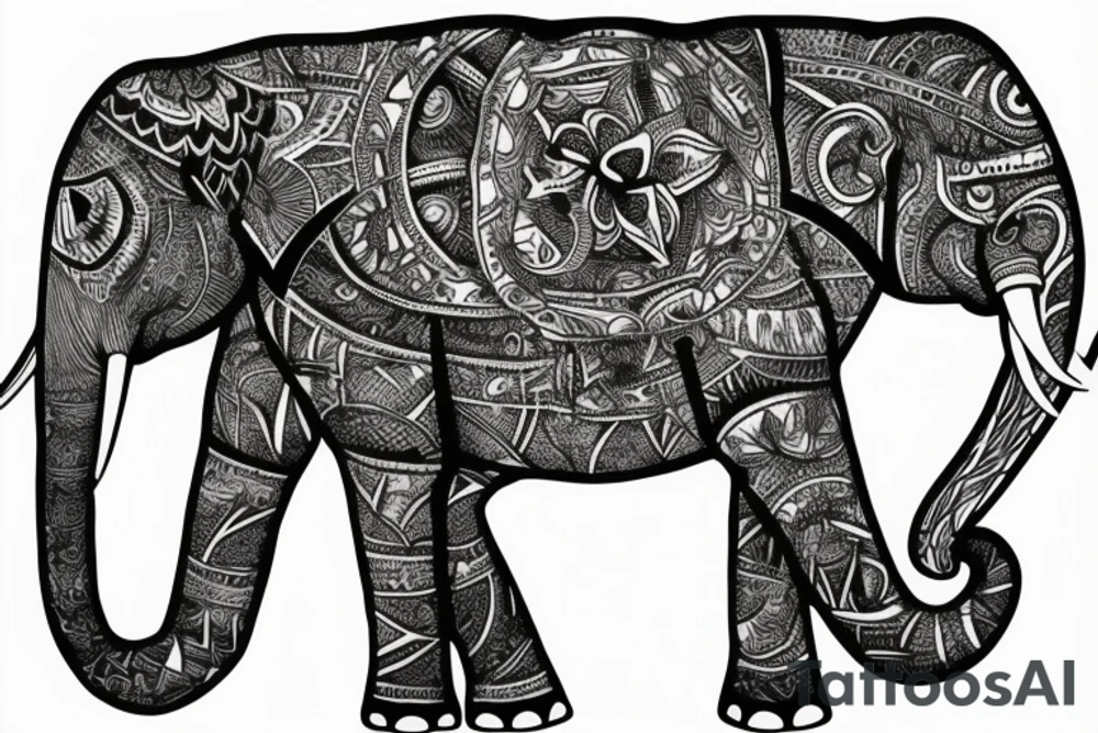 elephant with a calf tattoo idea