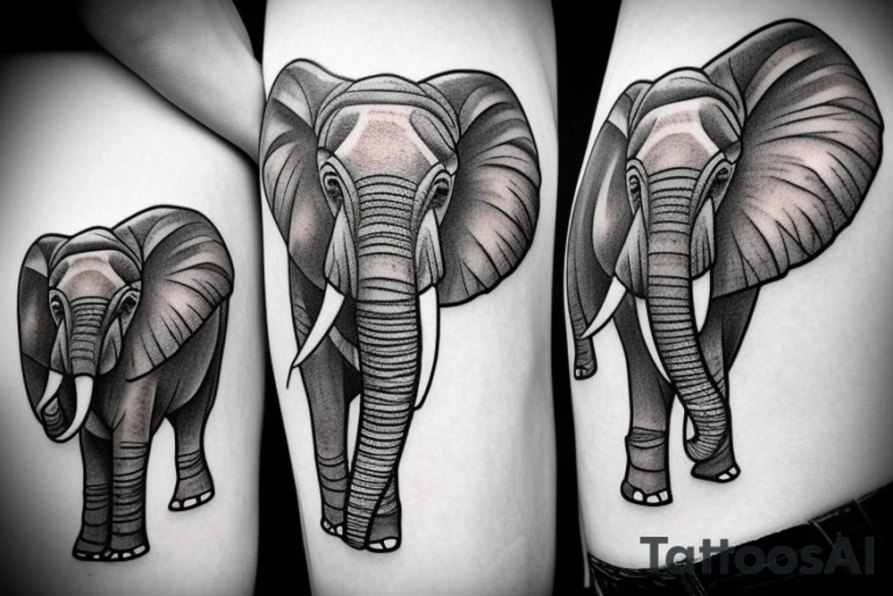 elephant with a calf tattoo idea