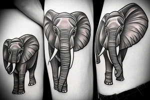 elephant with a calf tattoo idea