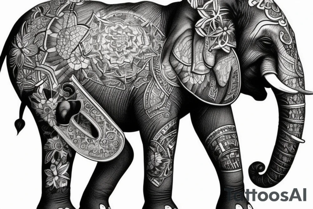 elephant with a calf tattoo idea
