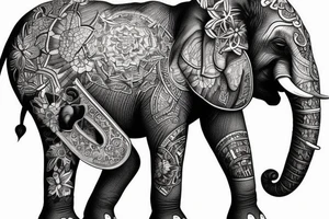elephant with a calf tattoo idea
