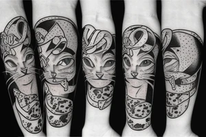 cat eating pizza tattoo idea