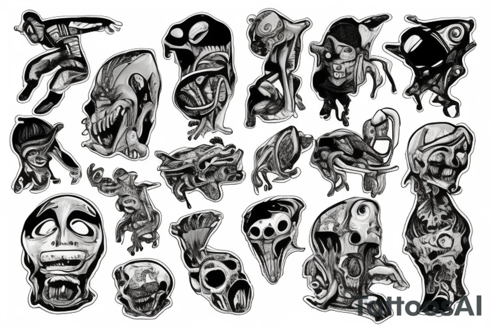 alien skateboarding tattoo idea