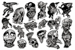 alien skateboarding tattoo idea