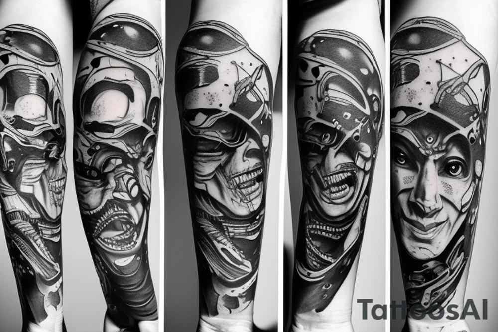 alien skateboarding tattoo idea