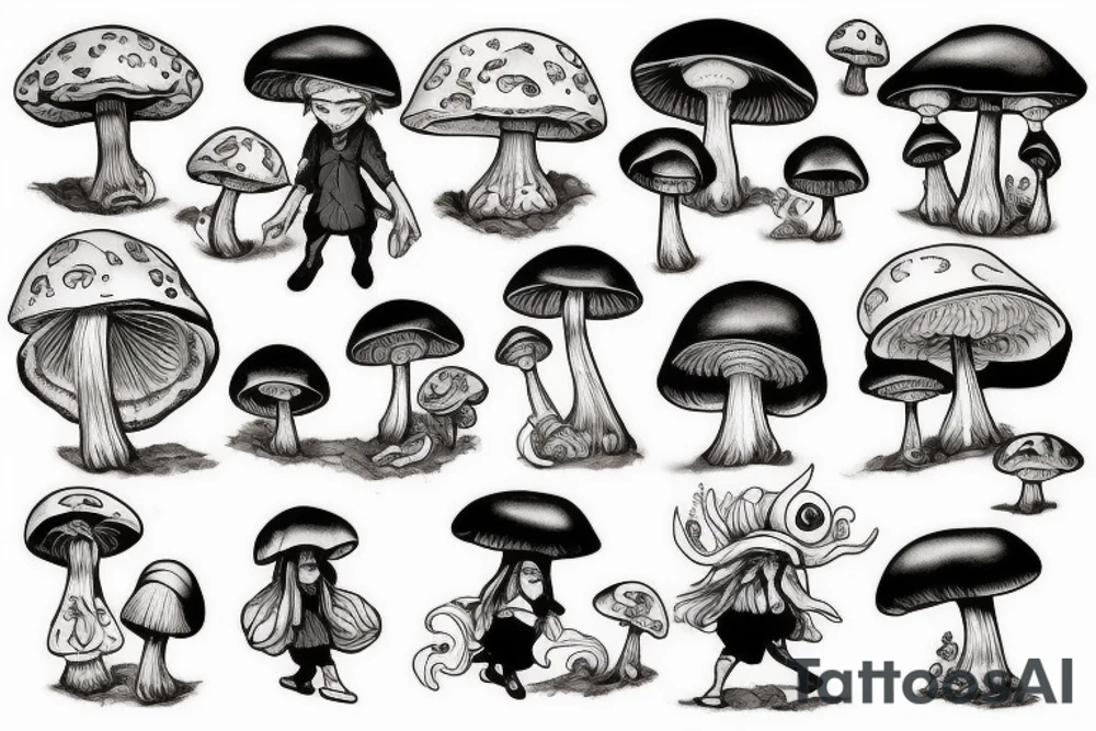 mushroom dwarf tattoo idea