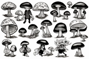 mushroom dwarf tattoo idea