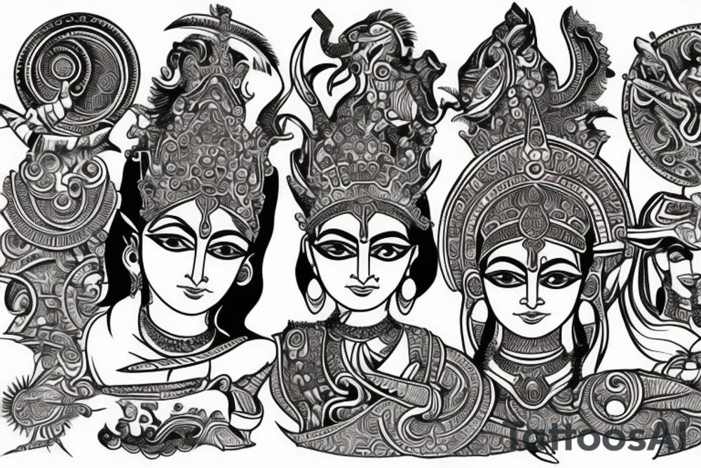 tribal tattoo of arjuna and krishna tattoo idea