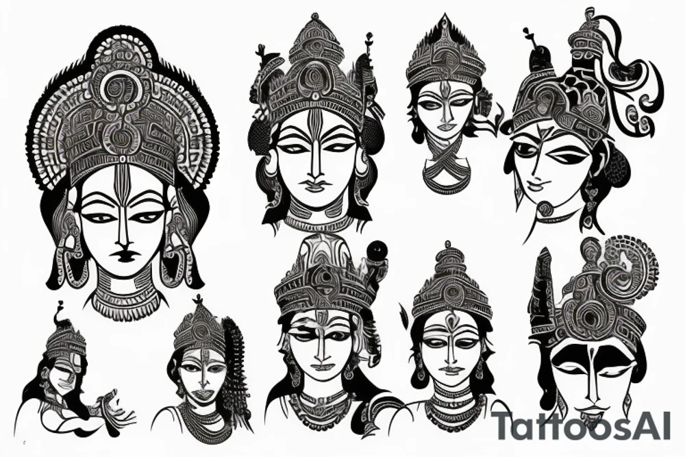 tribal tattoo of arjuna and krishna tattoo idea