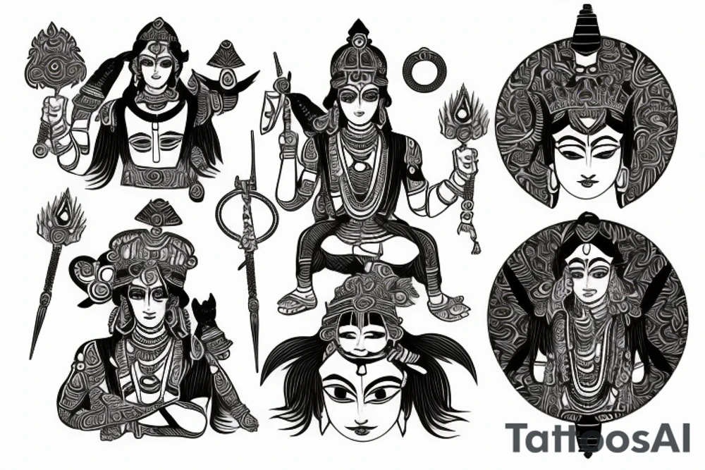 tribal tattoo of arjuna and krishna tattoo idea