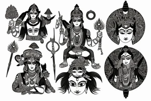tribal tattoo of arjuna and krishna tattoo idea