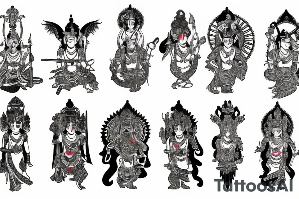 tribal tattoo of arjuna and krishna tattoo idea