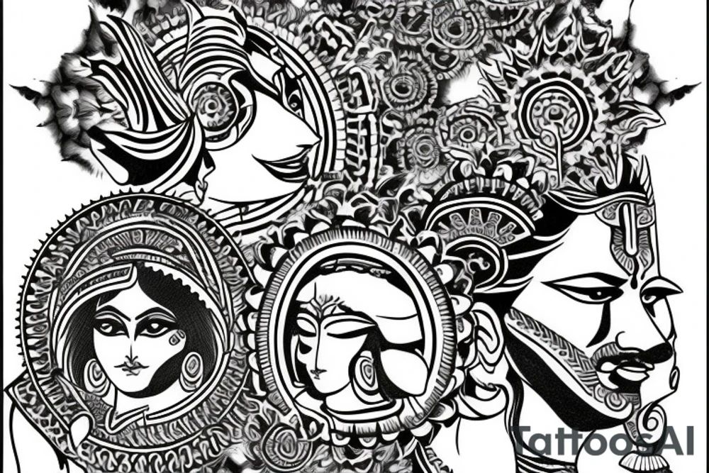 tribal tattoo of arjuna and krishna tattoo idea