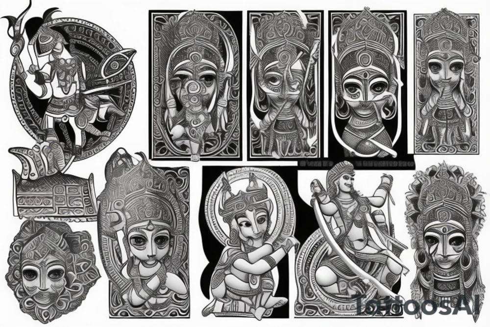 tribal tattoo of arjuna and krishna tattoo idea