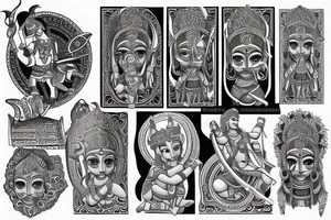 tribal tattoo of arjuna and krishna tattoo idea
