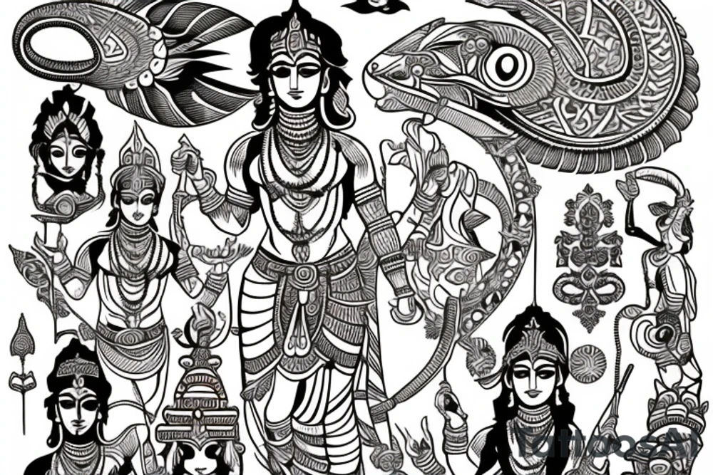 tribal tattoo of arjuna and krishna tattoo idea