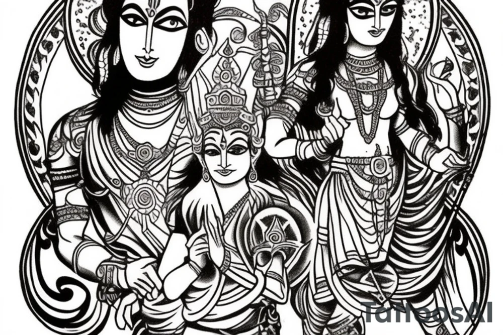 attoo of arjuna and krishna tattoo idea