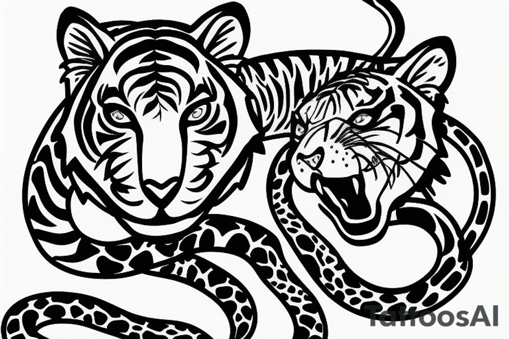 tiger attacking a snake tattoo idea