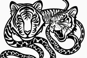 tiger attacking a snake tattoo idea