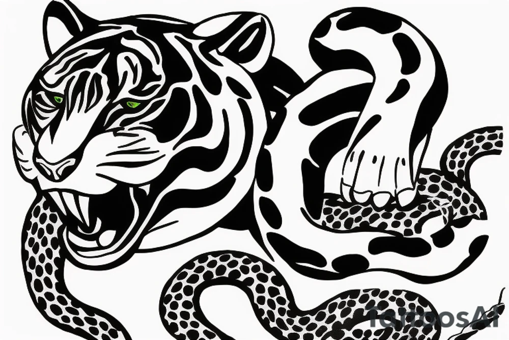 tiger attacking a snake tattoo idea