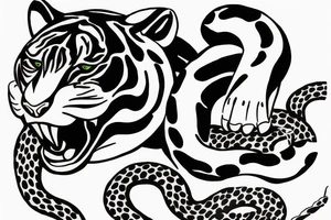 tiger attacking a snake tattoo idea