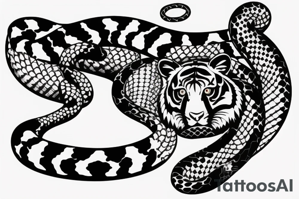 tiger attacking a snake tattoo idea