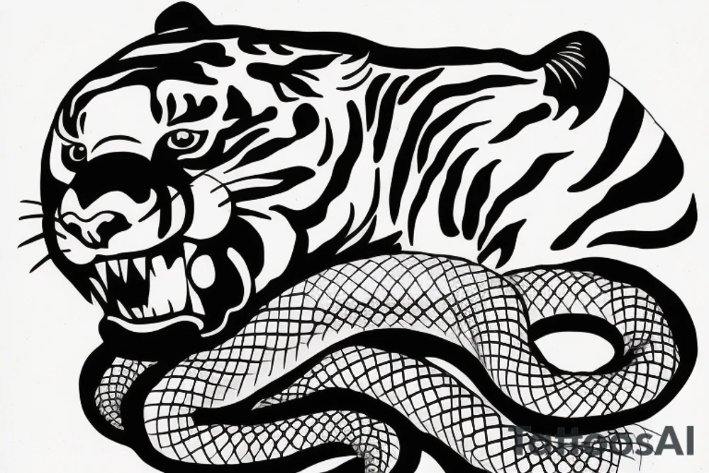 tiger attacking a snake tattoo idea