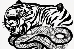 tiger attacking a snake tattoo idea
