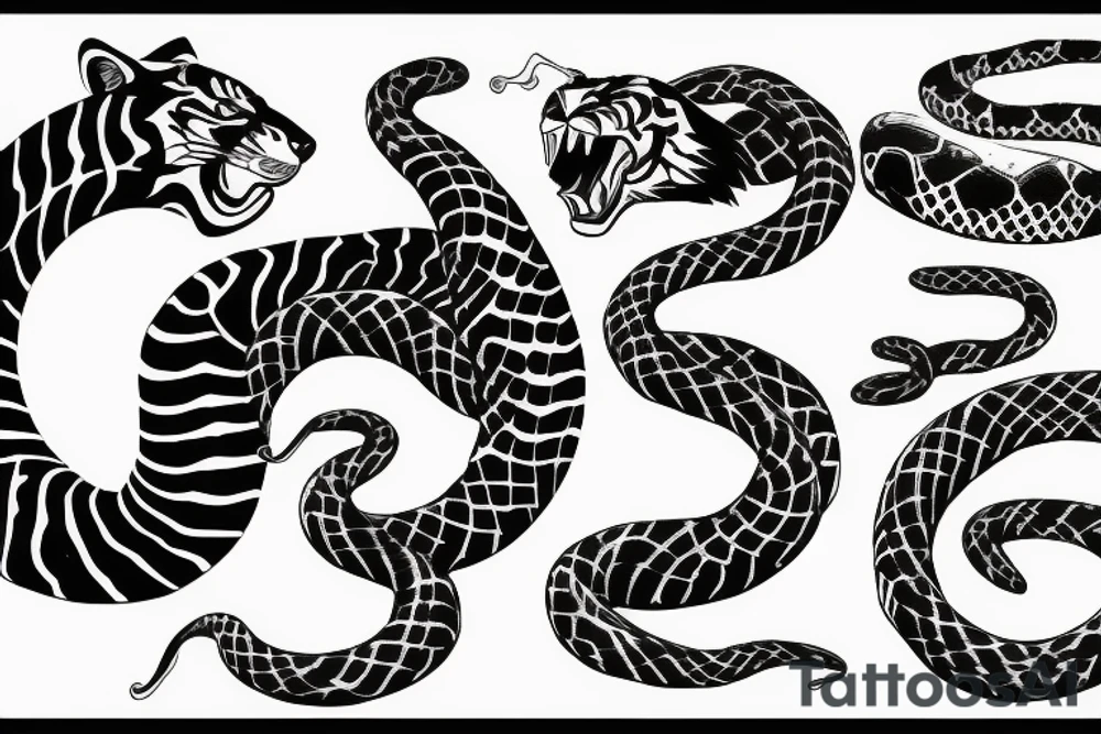 tiger fighting a snake tattoo idea