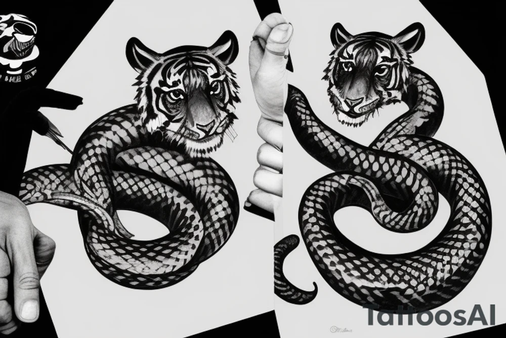 tiger fighting a snake tattoo idea