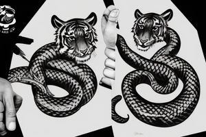tiger fighting a snake tattoo idea