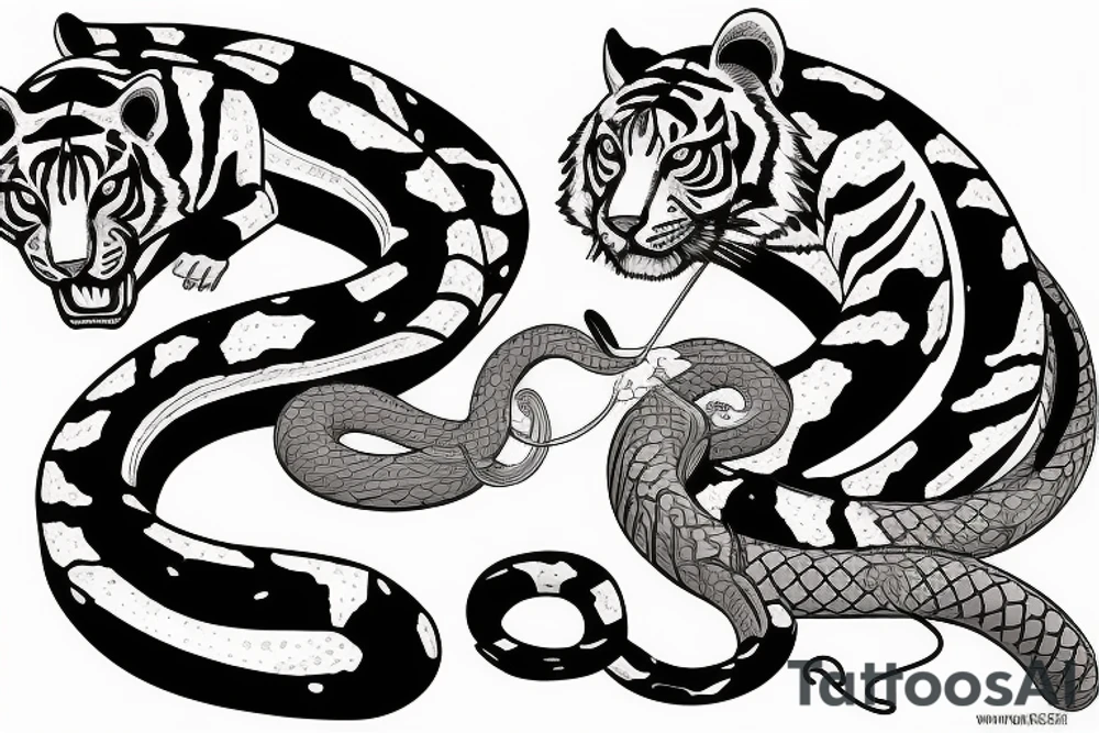 tiger fighting a snake tattoo idea