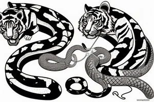 tiger fighting a snake tattoo idea