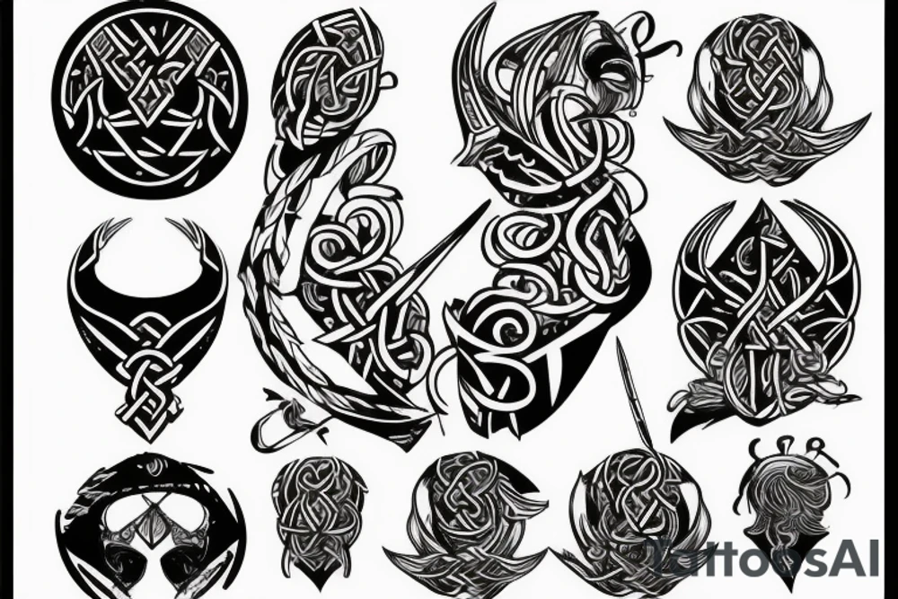 Viking style back of head and neck tattoo tattoo idea