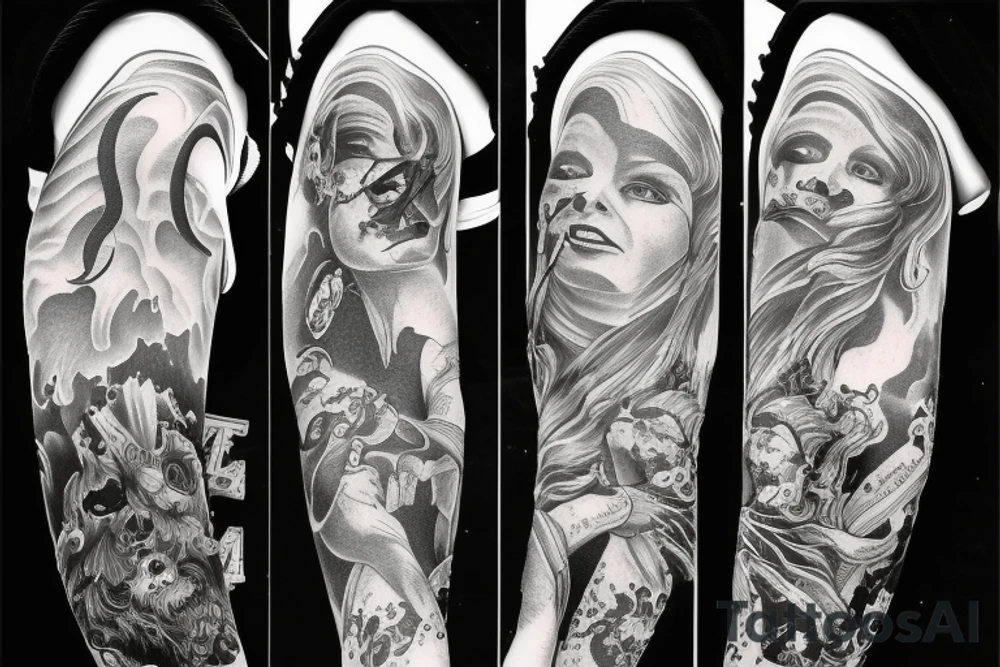 Heaven and hell arm sleeve tattoo idea