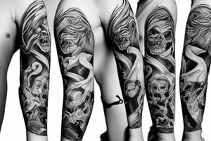 The stairs to Heaven and hell arm sleeve tattoo idea