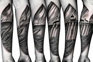 American traditional lighthouse with squid tattoo idea