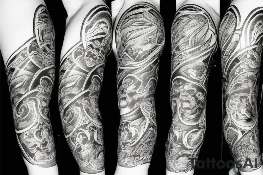 Stairway to Heaven arm sleeve tattoo idea