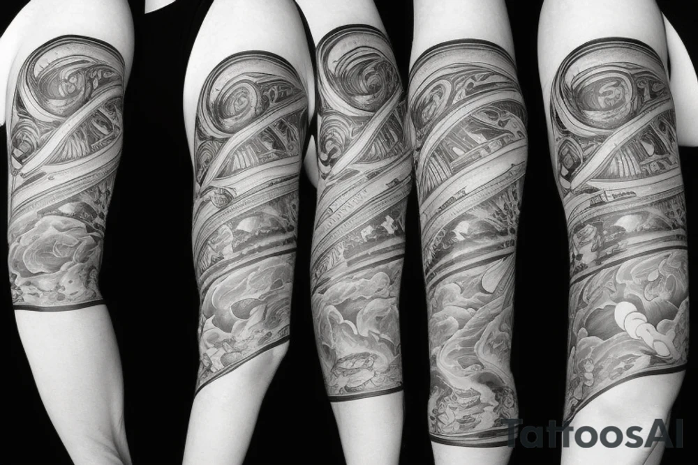 Stairway to Heaven arm sleeve tattoo idea