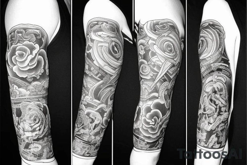 Stairway to Heaven arm sleeve tattoo idea