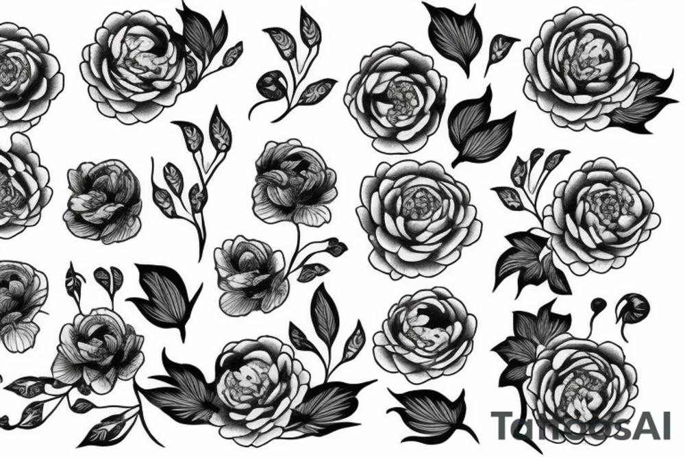 peonies and a snake tattoo idea